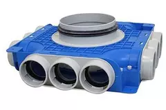 Vent-Axia Uniflexplus Unterverteiler mit seitlichem Anschluss 12 x Ø69mm mit  Ø180mm Tülle