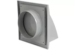 Fassadengitter Kunststoff mit Rückschlagventil 150x150 mm durchmesser 100 mm grau - ND10FVP