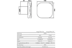 Badlüfter Supra Design  - mit einstellbarem Timer und Feuchtigkeitssensor - Vent Axia - Ø 100 mm - 100HT