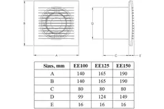 Badlüfter Ø 100mm weiß mit Timer und Feuchtigkeitssensor - Standard EE100HT