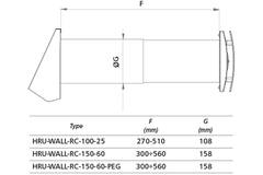 Dezentrales HRS mit Fernbedienung - Länge 300/560 mm - Ø150 - 60m³/h - HRU-WALL-RC-150-60