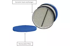 Europlast dezentrale Wohnraumlüftung 100 mm mit WRG, Zugschnur und Stecker<