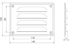 Lüftungsgitter Metall 140x105 mm schwarz - MR14105M - RAL9005