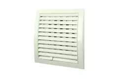 Wandgitter Kunststoff mit beweglichen Lamellen 190x190mm Ø125mm Weiß - ND12R