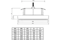 Tellerventil Kunststoff Ø160 mm RAL  9003 mit Klemmfedern - I-Valve Rondo 160