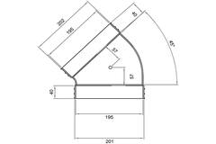 Wavin Ventiza Bogen 45 Grad PVC oval 195x80 mm horizontal M/M