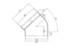 Wavin Ventiza Bogen 45 Grad PVC oval 235x80 mm horizontal M/S