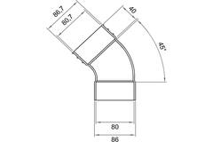 Wavin Ventiza Bogen 45 Grad PVC oval 235x80 mm vertikal M/S