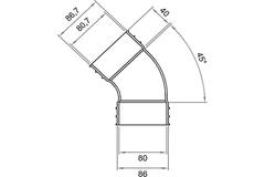 Wavin Ventiza Bogen 45 Grad PVC oval 235x80 mm vertikal M/M