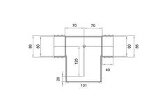 Wavin Ventiza T-Stück PVC oval 195x80x100 mm mit Durchmesser 125 mm M/M/M