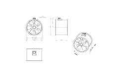 Axialer 800-mm-Kanalventilator Abgas F300- AL 800 D4 F3 02 CFG