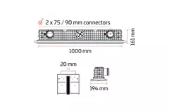 Ergovent verputzbarer rahmenloser Schlitzdurchlass 1000 mm mit Anschlussdurchmesser 75 mm – Profil
