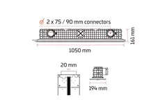 Ergovent verputzbarer rahmenloser Schlitzdurchlass 1050 mm mit Anschlussdurchmesser 75 mm - Modular - 1 Schlitz