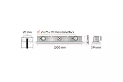 Ergovent verputzbarer rahmenloser Schlitzdurchlass 1000 mm mit Anschlussdurchmesser 90 mm - Profil