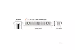 Ergovent verputzbarer rahmenloser Schlitzdurchlass 1000 mm mit Anschlussdurchmesser 90 mm - Standard