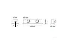 Ergovent verputzbarer rahmenloser Schlitzdurchlass 600 mm mit Anschlussdurchmesser 75 mm - Profil