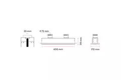 Ergovent verputzbarer rahmenloser Schlitzdurchlass 600 mm mit Anschlussdurchmesser 75 mm - Profil (vertikal)