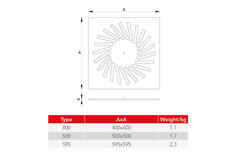 Drallauslass aus Stahl mit verstellbaren Leitblechen - 595x595 mm - RAL 9016
