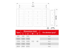Lijnrooster aluminium met 4 instelbare patroonbladen – 1250 mm – RAL 9010