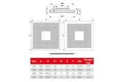 Perforierter Deckenauslass für Zu- und Abluft 595x595 mm - 200 mm - RAL 9010