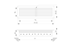 Einfach verstellbares Wandgitter aus Aluminium - mit Reibungsfedern - 200x100 mm - RAL 9016
