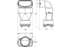 Ubbink Air Excellent 48C - 55SC biegen 90° Reduzierstück - vertikal