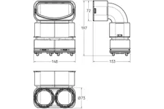 Ubbink Air Excellent 2x 23C - 55SC biegen 90° Reduzierstück - vertikal