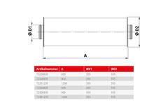 Spiro-SAFE Premium-Schalldämpfer Durchmesser 355 mm - Länge 1200 mm mit Kern (100 mm Isolierung) ohne Steckverbindungen
