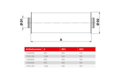 Spiro-SAFE Premium-Schalldämpfer Durchmesser 560 mm - Länge 600 mm mit Kern (100 mm Isolierung) ohne Steckverbindungen