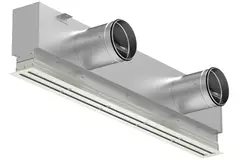 Aluminium-Lüftungsgitter mit 1 verstellbarem Lamellenblatt – 1250 mm – RAL 9010 + isolierter Luftverteilerkasten mit Luftmengenregelklappe