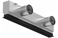 Aluminium-Rastergitter mit 1 verstellbarem Lamellenblatt – 2000 mm – RAL 9005 + isolierter Luftkanal mit Luftmengenregelklappe