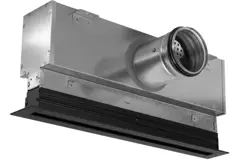 Aluminium-Rastergitter mit 1 verstellbarem Lamellenblatt – 500 mm – RAL 9005 + isolierter Luftverteilerkasten mit Luftmengenregelklappe