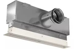 Aluminium-Rastergitter mit 1 verstellbarem Lamellenblatt – 500 mm – RAL 9010 + isolierter Luftverteilerkasten mit Luftmengenregelklappe