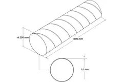 Wickelfalzrohr Durchmesser 250 mm Länge 1,5 Meter - rund verzinkt