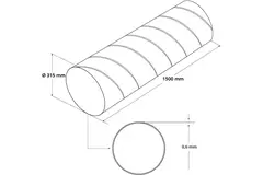 Wickelfalzrohr Durchmesser 315 mm Länge 1,5 Meter - rund verzinkt