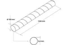 Wickelfalzrohr Durchmesser 100 mm Länge 1,5 Meter - rund verzinkt