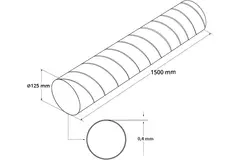 Wickelfalzrohr Ø 125 mm Länge 1,5 Meter - rund verzinkt