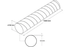 Wickelfalzrohr Durchmesser 150 mm Länge 1,5 Meter - rund verzinkt