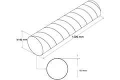 Spiralrohr Ø 160 mm, Länge 1,5 Meter – verzinkt