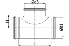 Wickelfalz T-Stück 90° Ø 250mm mit Abzweigung nach Ø 250mm