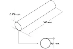 Rundes Kunststoff-Lüftungsrohr 100 mm - 0,5 Meter A100-0,5