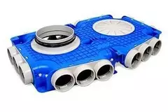 Vent-Axia Uniflexplus zusammengesetzter Verteiler mit seitlichem Anschluss 18 x Ø69mm mit Tülle Ø180mm