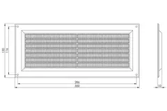 Lüftungsgitter Kunststoff rechteckig mit Grill 130x300 Schwarz - VR1330M