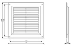 Lüftungsgitter mit Grill 150x150 mm Schwarz - VR1515M