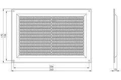 Lüftungsgitter rechteckig mit Grill Grau 250x170mm VR2517P